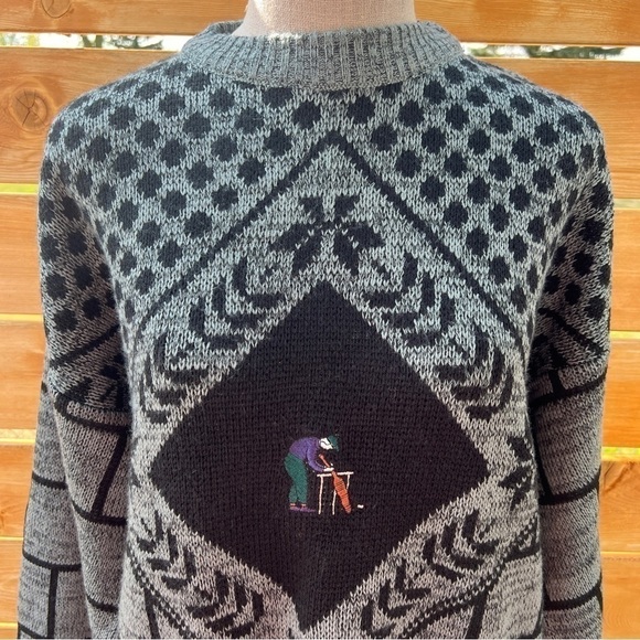 Vintage 90s Grandpa Dad Knit Crewneck Pullover Sweater - Picture 2 of 12